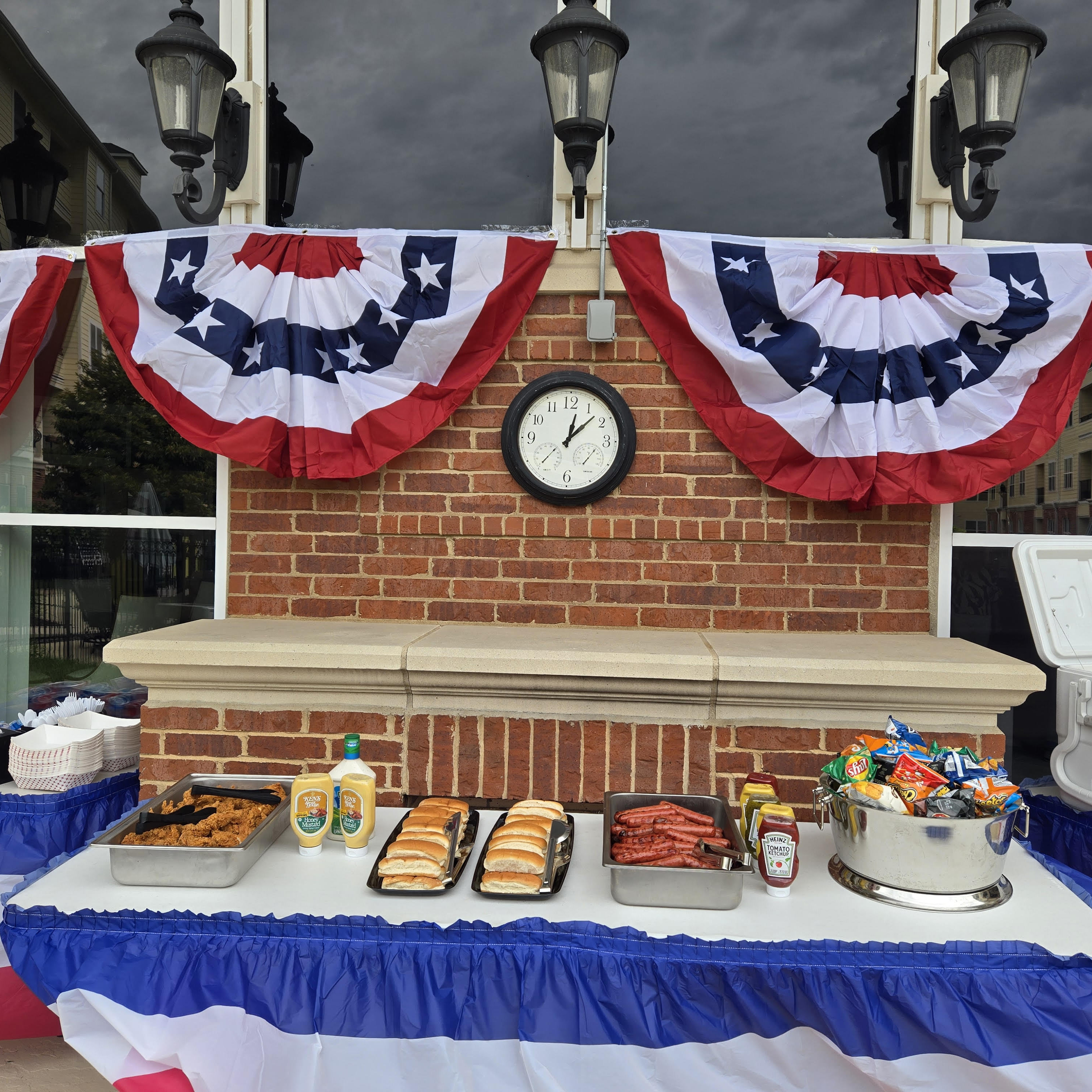 Tray of breakfast food with dips and bagels