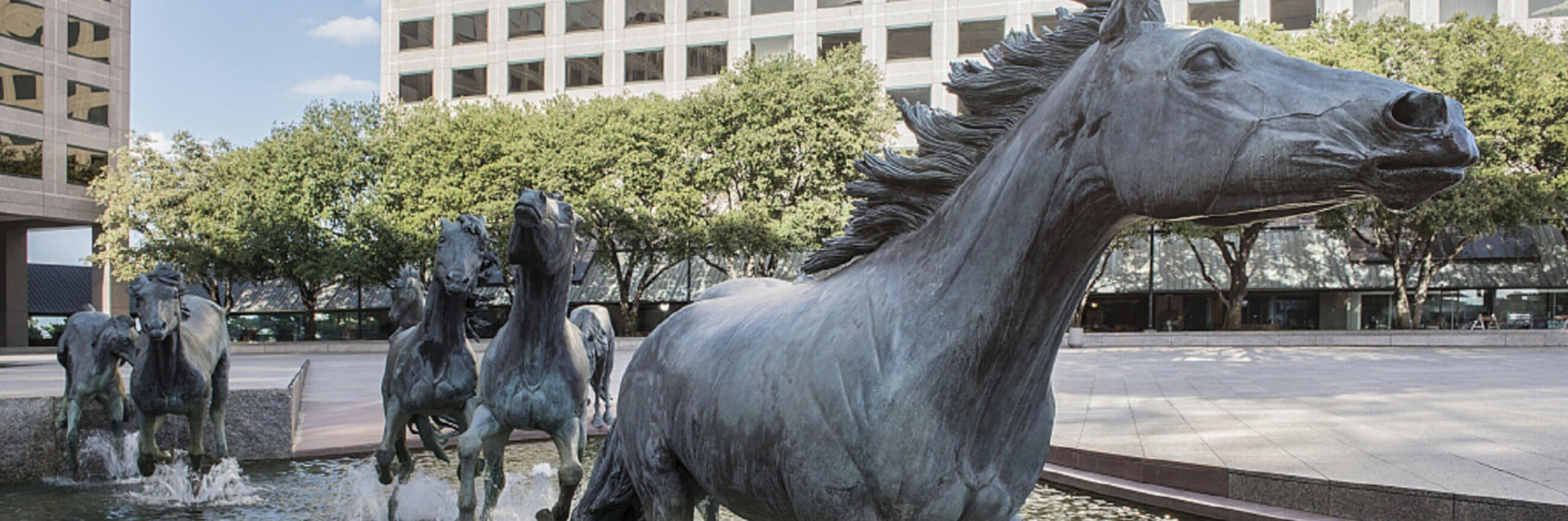 Horse statue and fountain
